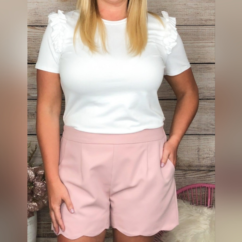 White ruffle sleeve top